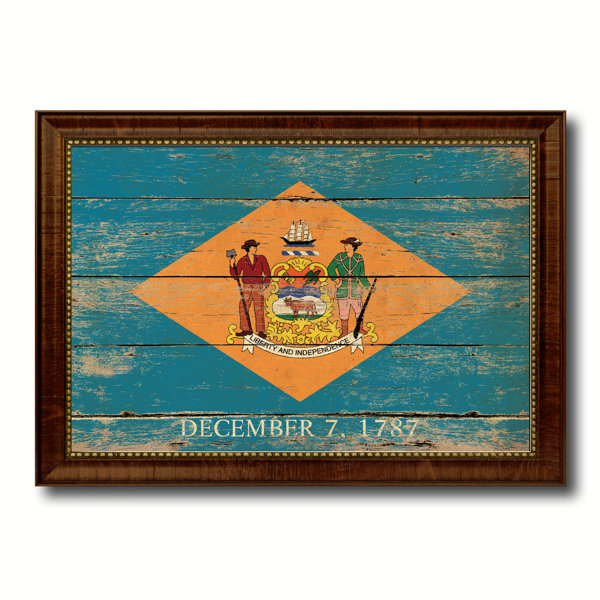 Williston Delaware State Vintage Flag Picture Frame Graphic Art
